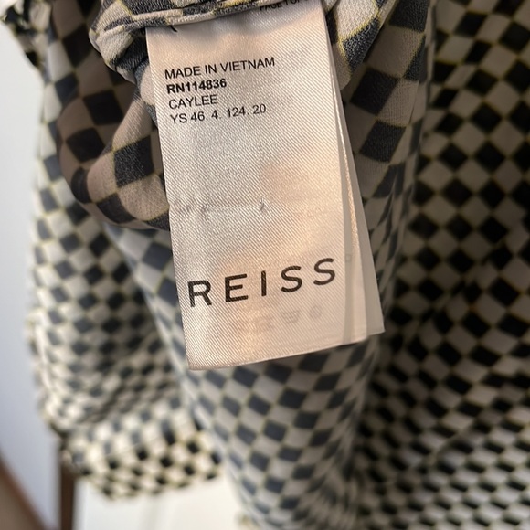 Reiss Cayley Print Check Blouse with Tie Neck - Picture 7 of 12